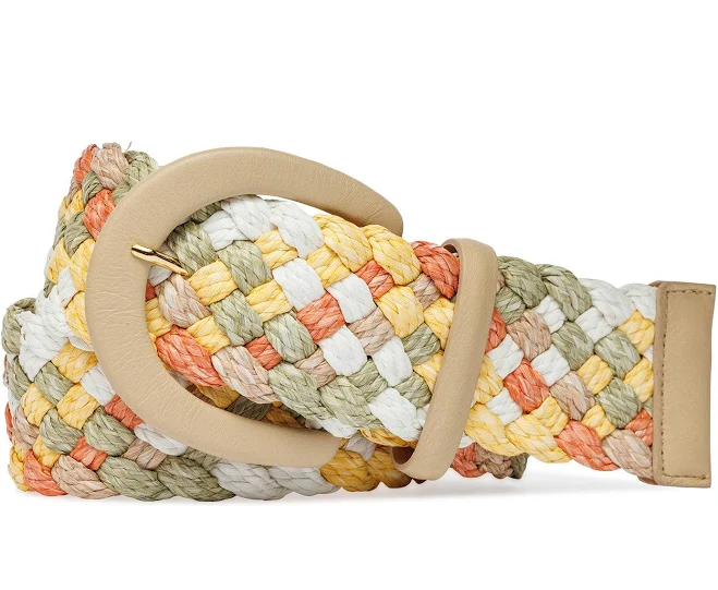 accessory Wide Woven Straw Belt with Covered Buckle w.kleinberg $225