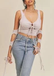 top WinWin Cropped Cutout Detailed Long Sleeve Top (Lavender) WT13606 citygirlsstores.com $38