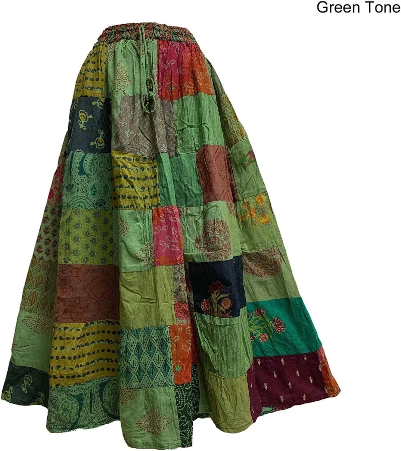 skirt Women's Boho Patchwork Tiered Cotton Skirt Etsy - OjasKirtiCreation $52.95