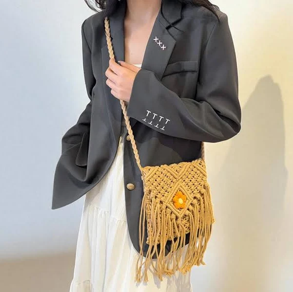 bag Women's Boho Tassel Straw Crossbody Bag Etsy - Seller $29.99