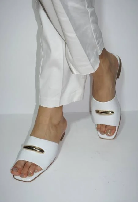 shoes Women's Genuine Leather Slip-On Slides with Gold Buckle Etsy - Seller $134.08