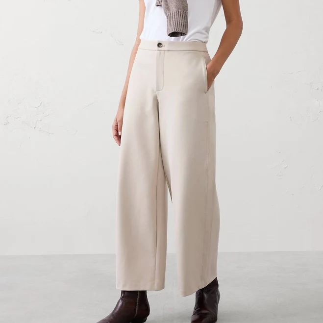 pants Women's High-Rise Wide-Leg Ponte Pants Banana Republic Factory $60