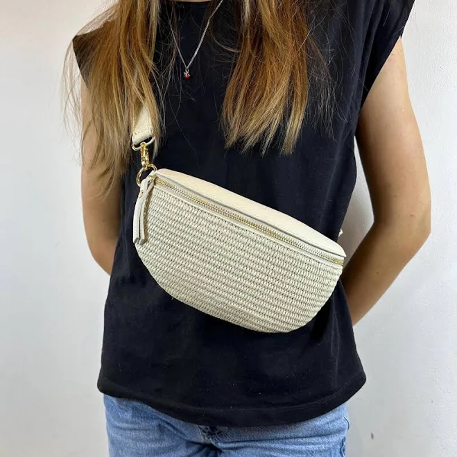 bag Women's leather and straw fanny pack - Chic summer belt, natural boho shoulder bag Etsy - Seller $45.55