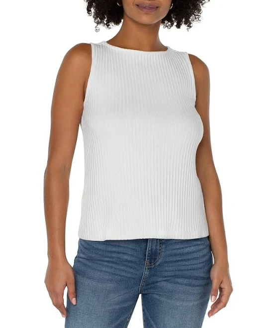 top Women's Liverpool Sleeveless Boat Neck Rib Knit Top Bloomingdale's $59