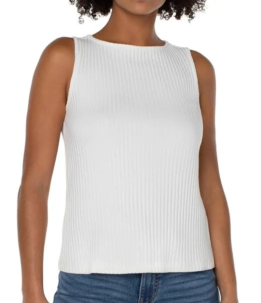 top Women's Liverpool Sleeveless Boat Neck Rib Knit Top Liverpool Los Angeles $59