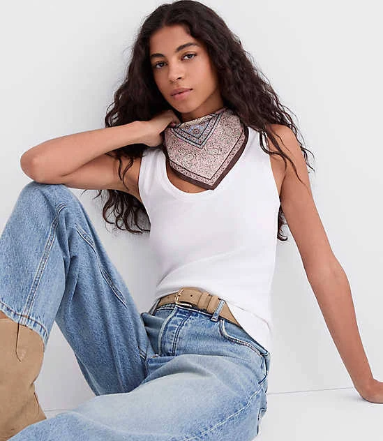 top Women's Loft Perfect Ribbed Scoop Neck Tank Top LOFT $13.47