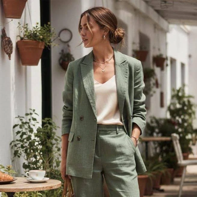 matching set Women's Minimalist Linen Suit Etsy - Seller $228.63