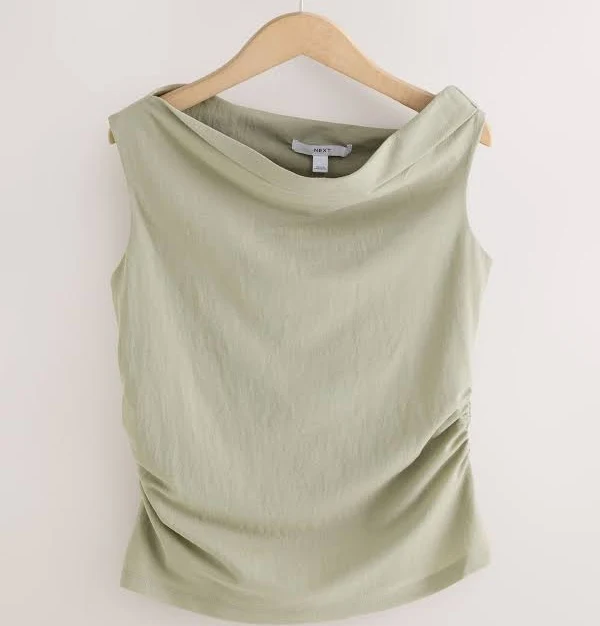 top Women's Next Woven Look Drape Sleeveless Top Next USA $39