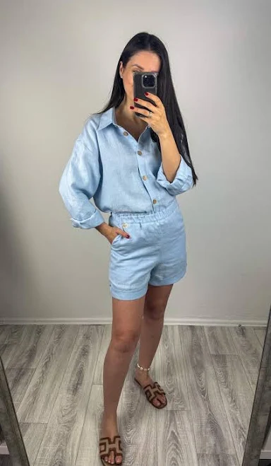 matching set Women's Oversized Linen Button Down Shirt Set Etsy - Seller $82.99