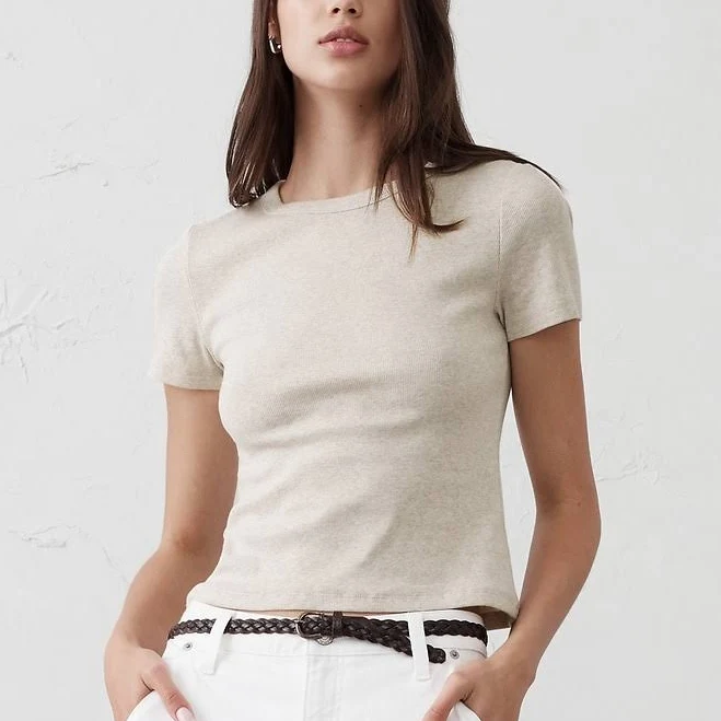 top Women's Ribbed T-Shirt Banana Republic Factory $21