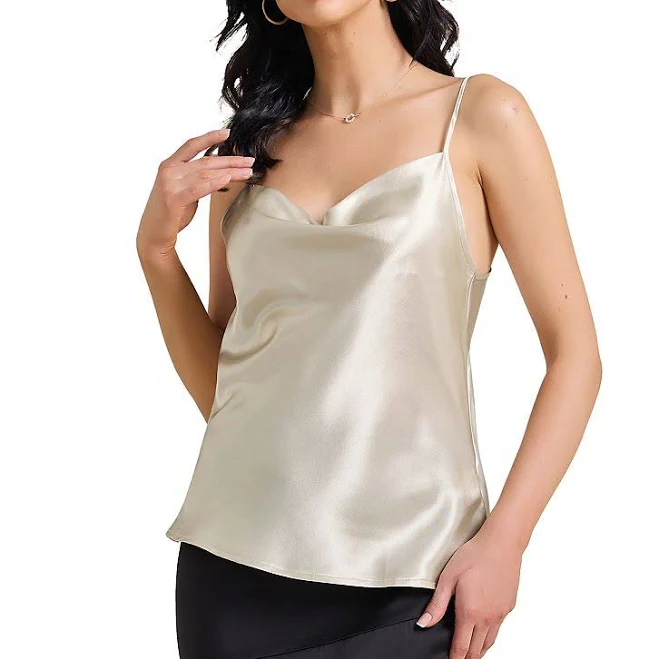 top Women's Satin Camisole Cowl Neck Sleeveless Spaghetti Strap Summer Silky Tank Top, Size: Small, Champagne Kohl's $17.99