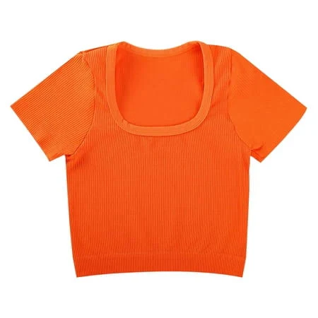 top Women's Square Neck Ribbed Knit Cropped Top Walmart - Aihuaihua Merry Christmas $11.93