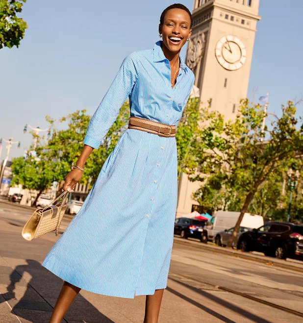 dress Women's Talbots Poplin Shirtdress Willow Stripe Talbots $101.4