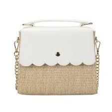 bag Women's Woven Straw Crossbody Bag with Faux Leather Scallop Instacart $25