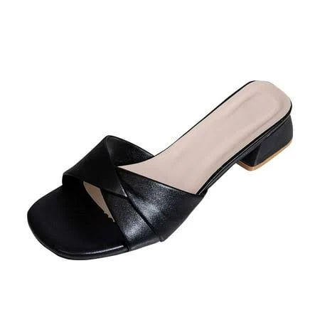 shoes Xfvqtps Heeled Mules for Womens Backless Open Square Toe Block Heeled Slides Mule Sandals Dress Shoes Walmart - Xfvqtps Fashion $15.99