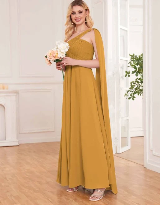 dress Ximena Unique Empire Flowing Strap Maxi Bridesmaid Dress Pomuyoo $89