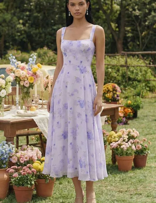 dress Zapaka Women's Printed Chiffon A-Line Midi Dress Zapaka $99