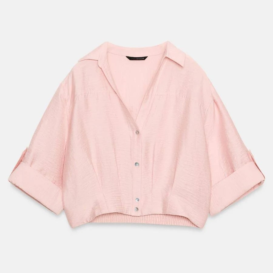 crop top Zara Cropped Linen Blend Shirt Zara USA $49.9