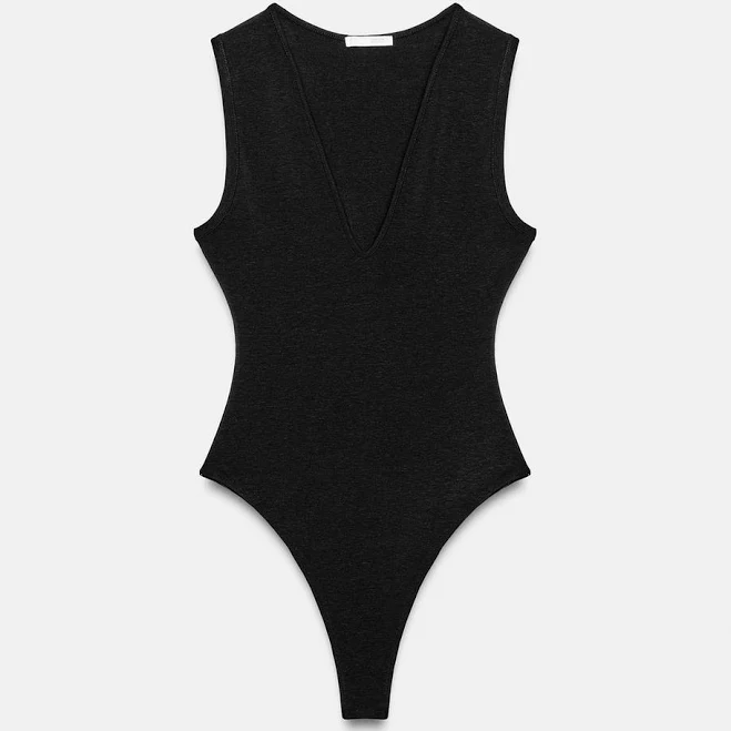 top Zara Fitted V-Neck Bodysuit Zara USA $35.9