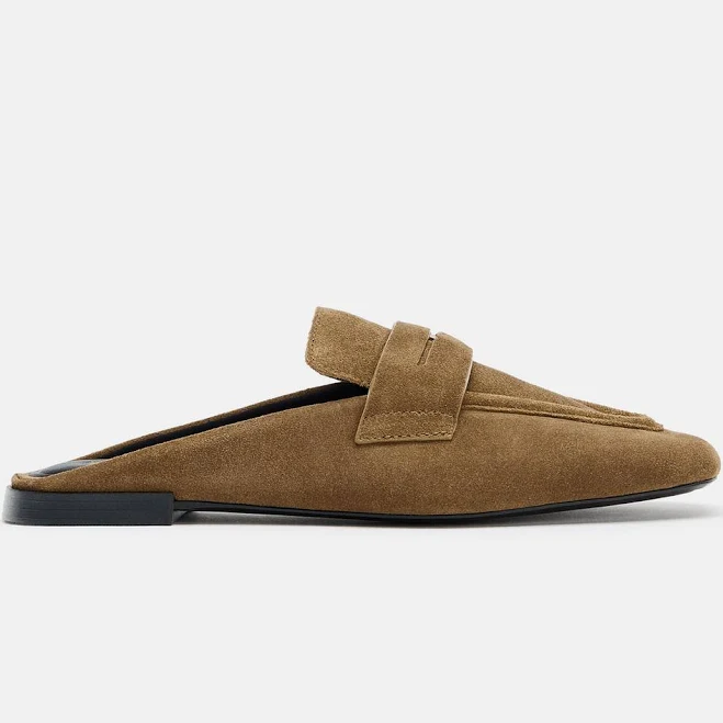 shoes Zara Split Leather Mule Loafers Zara USA $45.54