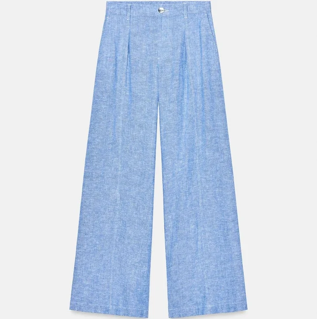 pants Zara Wide Leg Linen Pleated Pants Set Zara USA $59.9