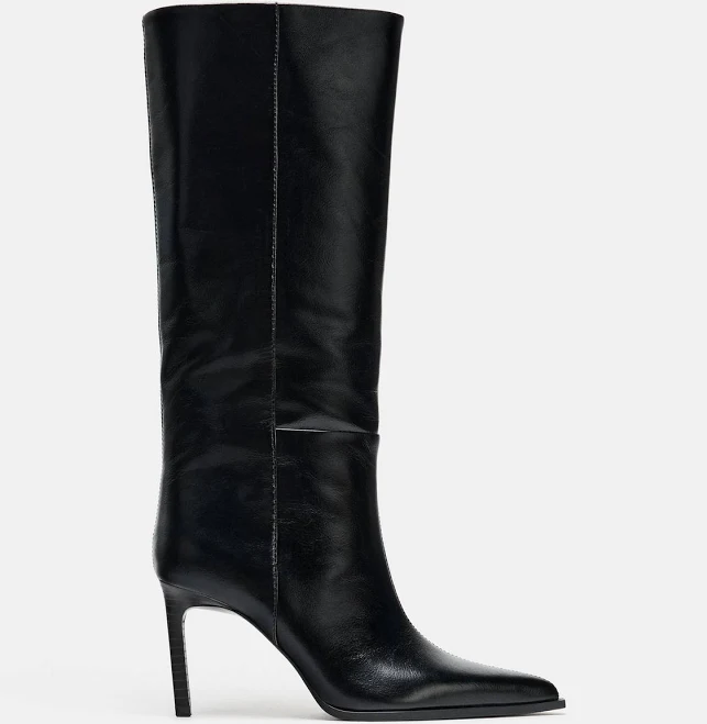 boots Zara Women's Heeled Leather Boots Zara USA $189