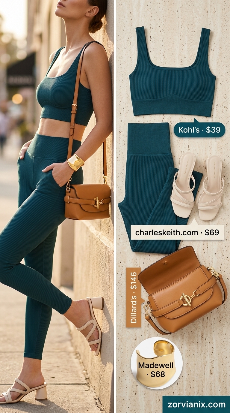 Olive Green Matching Set Outfits 2026 Chic olive green ribbed knit matching set for stylish summer evenings 2026. Modern and sophisticated.