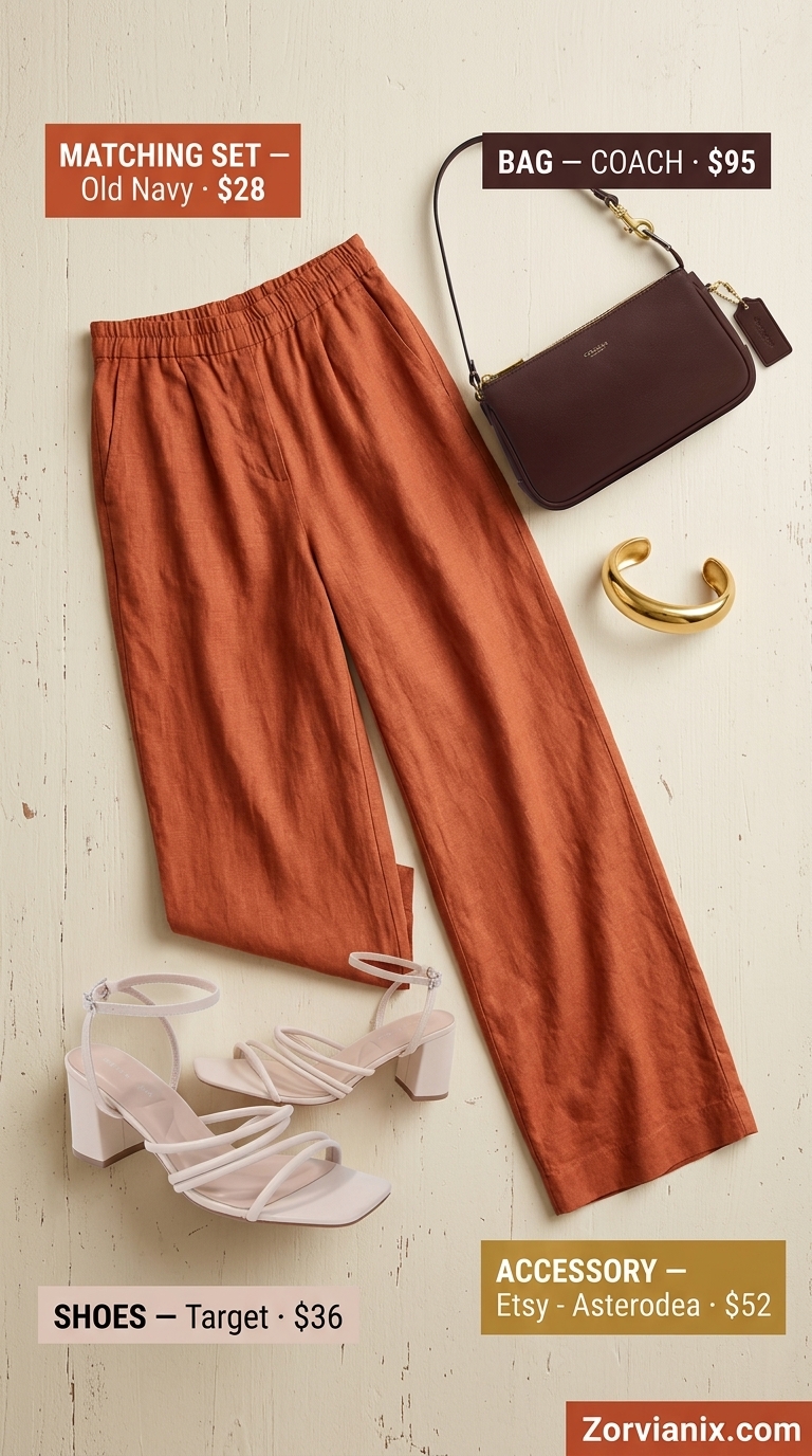 City Chic Matching Set Outfits 2026 Sophisticated terracotta orange linen matching set for summer cocktail hour 2026. City chic vibes.