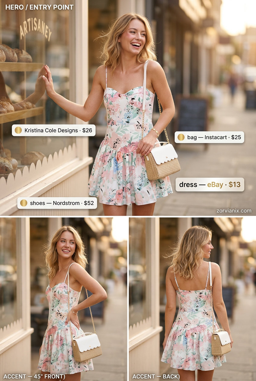 Summer outfits for women with Pear Shape 2026: Pastel pink floral mini sundress for day dates.