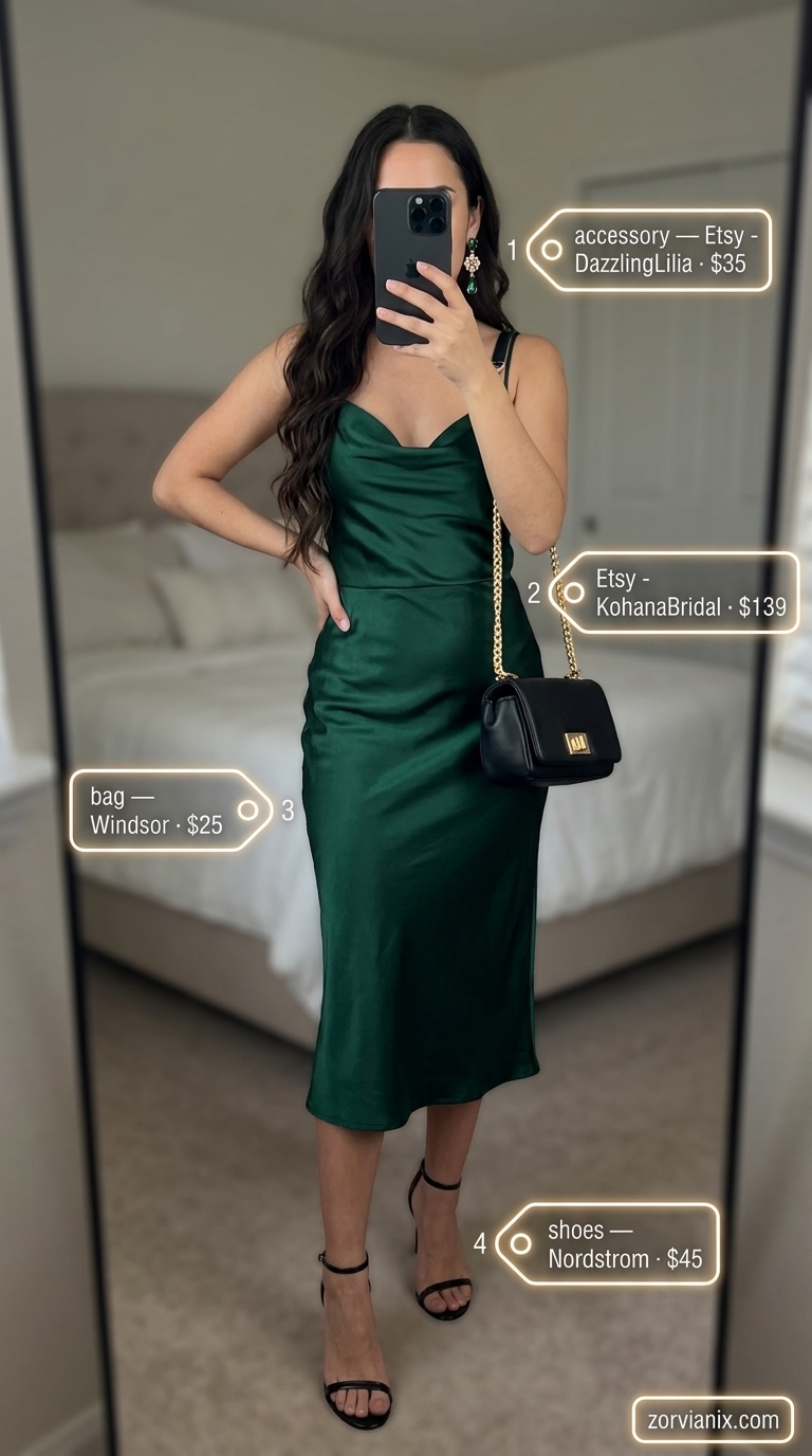 Glamorous Summer Set Outfits for Women 2026 Emerald green satin matching set for women, perfect for date nights and evening events in 2026. Glamorous and sophisticated.