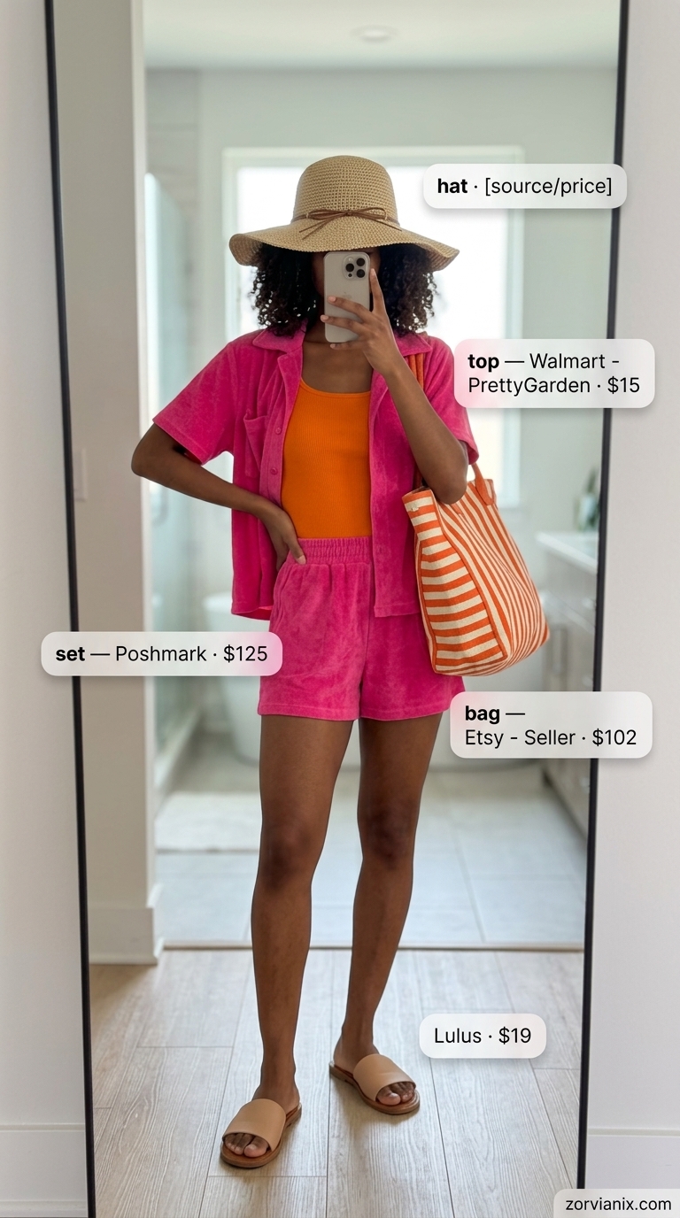 Vibrant Pink Terry Cloth Set Outfits for Women 2026 Vibrant pink terry cloth set for women 2026, ideal for poolside and beach days.