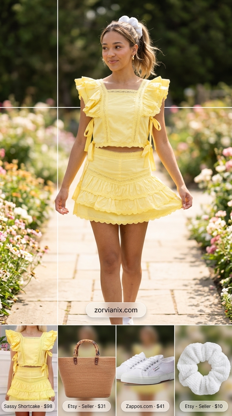 Playful Yellow Smocked Set Outfits for Women 2026 Playful yellow smocked set for women 2026, ideal for summer picnics and casual dates.