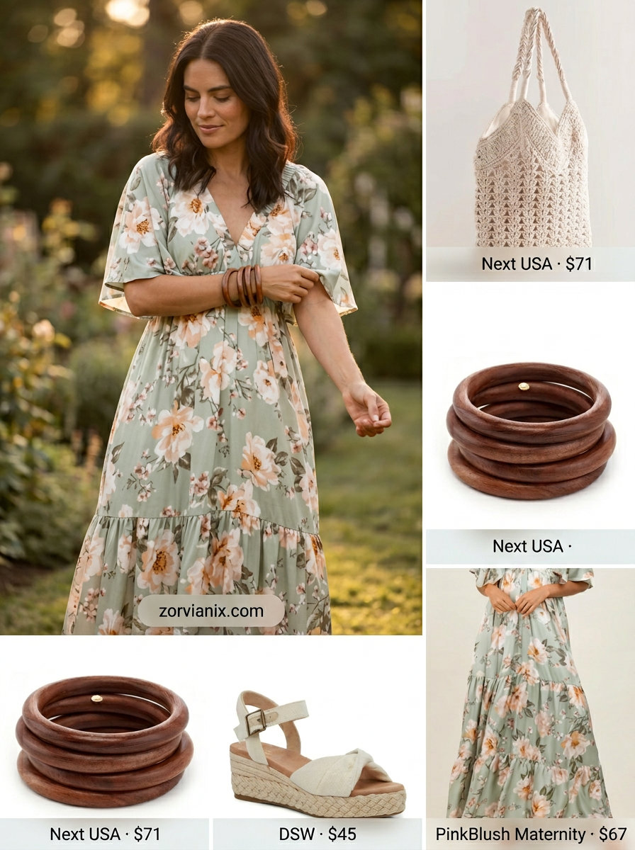 Bohemian floral maxi dress for trendy summer wardrobe 2026 women. Perfect for garden parties.