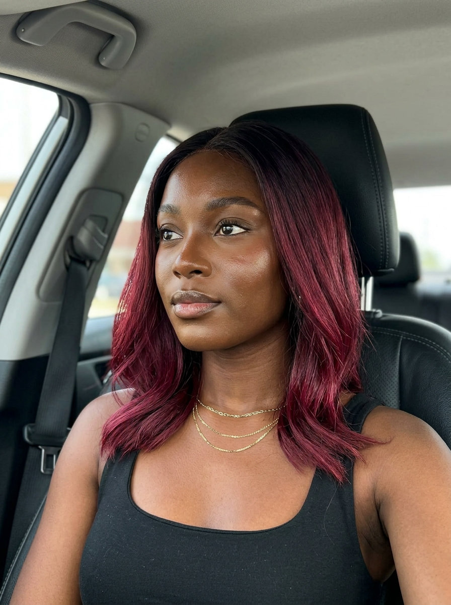 long berry ombré ends with deep berry hues, vibrant color melt for summer festivals