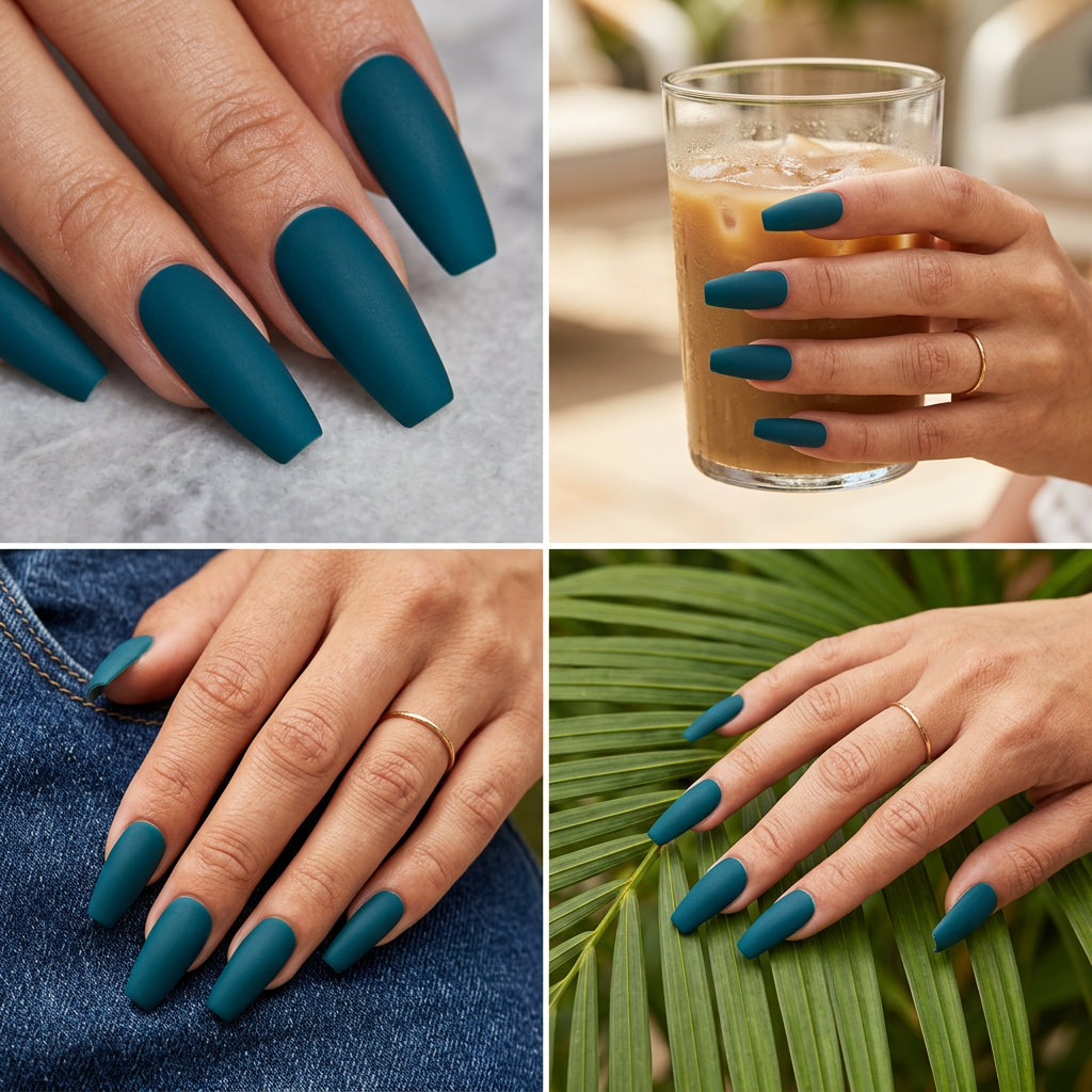 Velvet Teal Deep Dive Nails 2026 | Sultry Date Night Velvet teal deep dive nails for a sophisticated date night. Sultry, mysterious, and perfect for fall transition in 2026.
