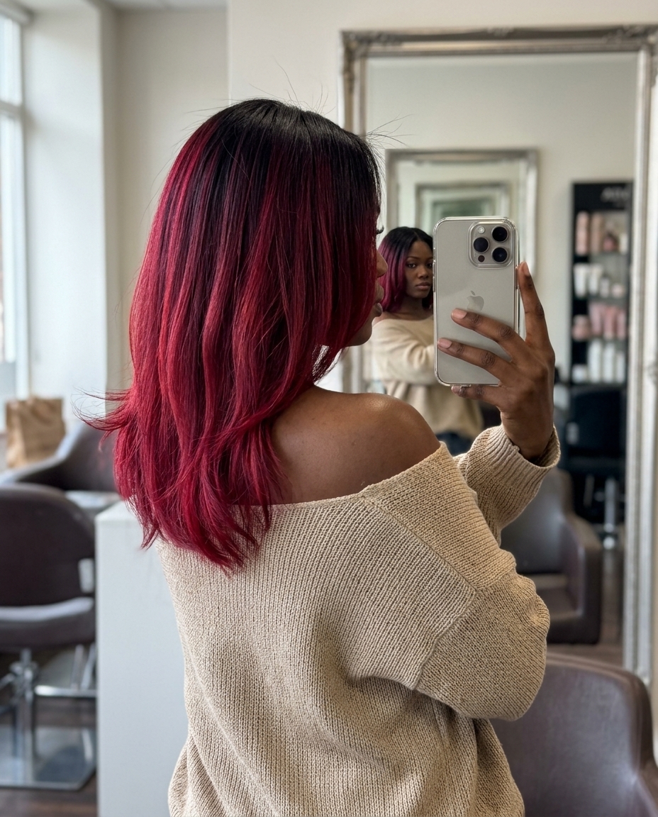 long crimson red color melt with flowing layers for summer