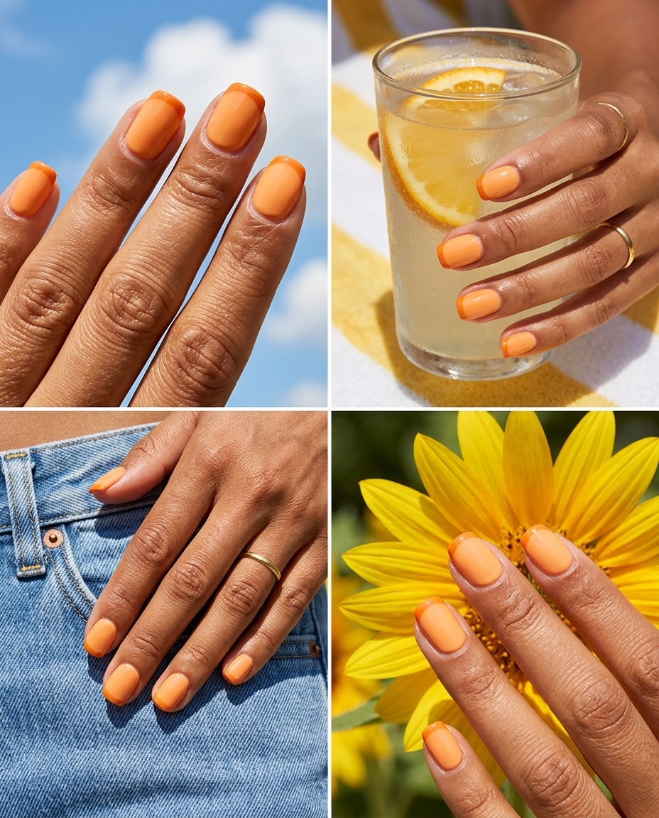 Chic soft peach aura French nails for cute summer nails 2026, perfect for work and casual outings.