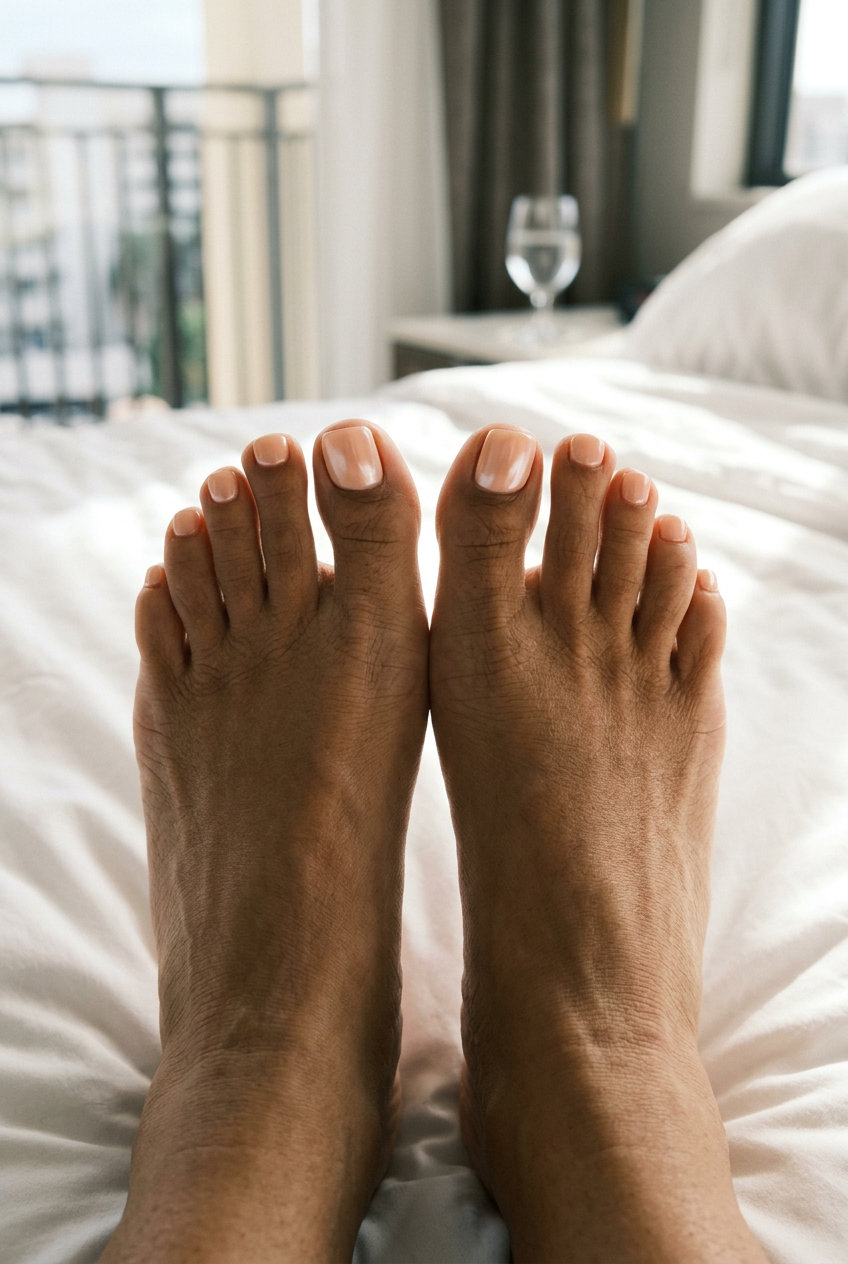Peach Glazed Donut Toes 2026: Glamorous Summer Nights Peach parfait glazed donut squoval toenails for glamorous vacation and date nights in 2026.
