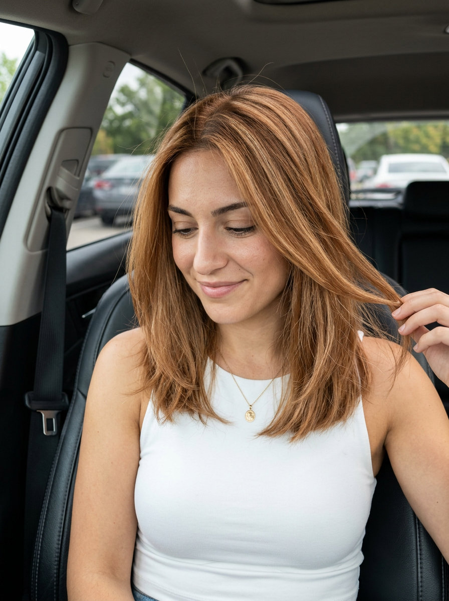 Honeyed Auburn Sunlight: Natural Highlights 2026 long bob light auburn with honey blonde babylights for natural effortless look