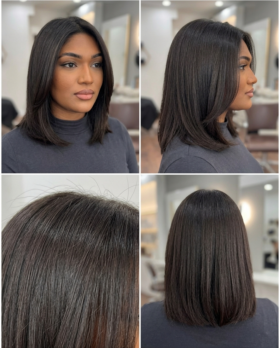 long espresso brunette with shadow root, rich cocoa tones for summer