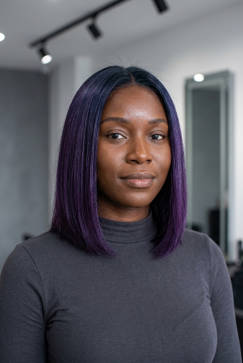 long midnight violet shadow root with blackened purple, cool tones for date nights