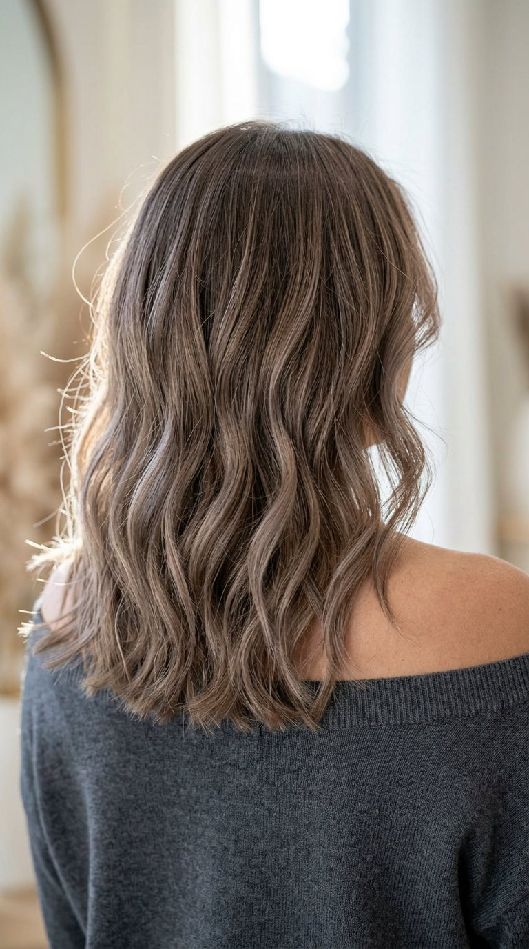 Muted Morel Mushroom Brown Highlights 2026 long muted morel mushroom brown with dusty face-framing highlights for romantic effortlessness