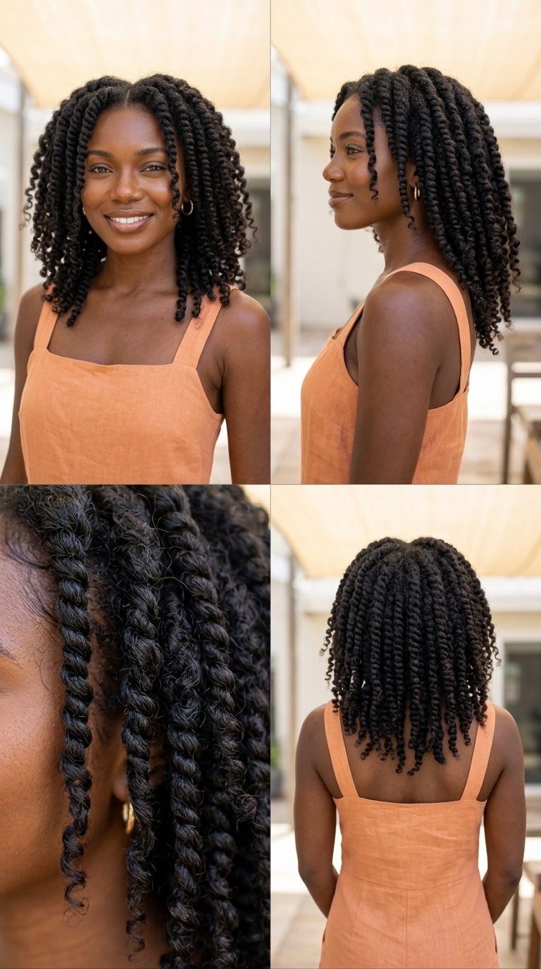 natural black twist-out with defined curls and volume for summer 2026