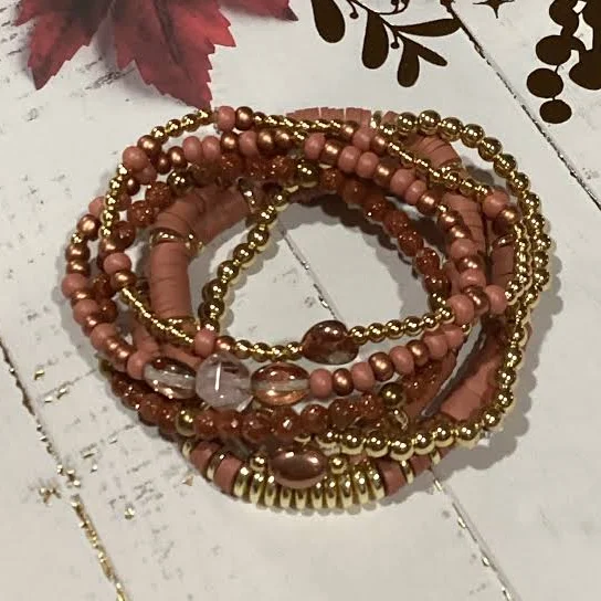 accessory 14K Gold Plated Personalized Bracelet Stack with Terracotta Goldstone Etsy - Seller $12