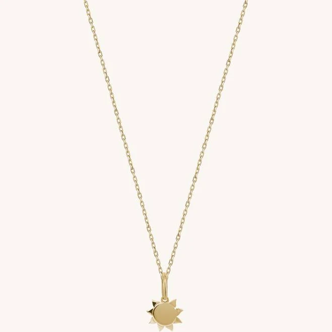 accessory 14K Yellow Gold Minimalist Sun Charm Necklace Norm Jewels $407