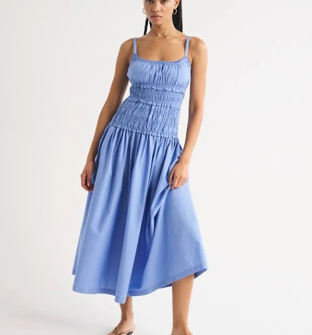 dress Abercrombie & Fitch Women's Bra-Free Smocked Drop-Waist Maxi Dress Abercrombie & Fitch $130