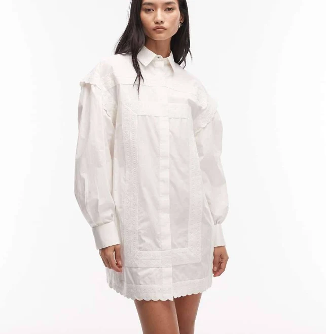 dress ASOS Poplin Mini Shirt Dress with Lace Trim ASOS $84.99