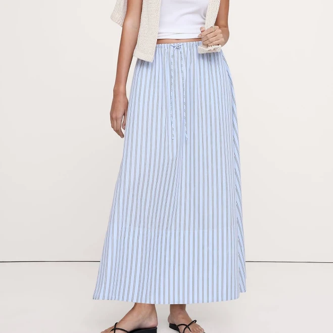 maxi skirt Banana Republic Women's Cotton Poplin Maxi Skirt with Drawstring Banana Republic $49.99