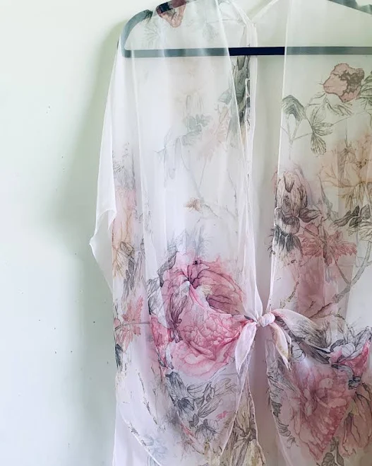 outerwear Boho Floral Sheer Polyester Wrap Kimono Etsy - HalinaShearman $49.98