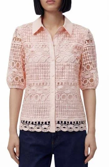 button down shirt Brianna Lace Puff Sleeve Button-Up Top Nordstrom Rack $32.97